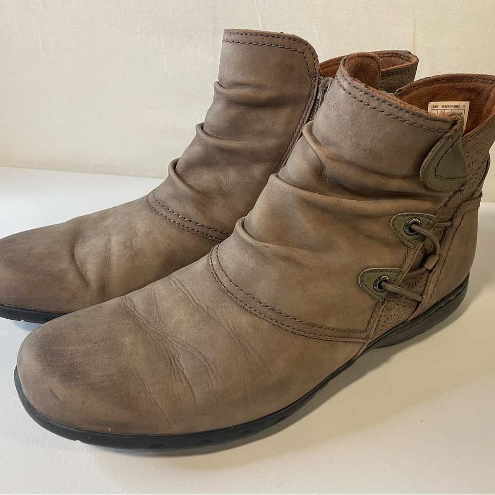 Cobb Hill Women's Penfield Ruched Boot CI6908 Stone Nubuck Leather Zip